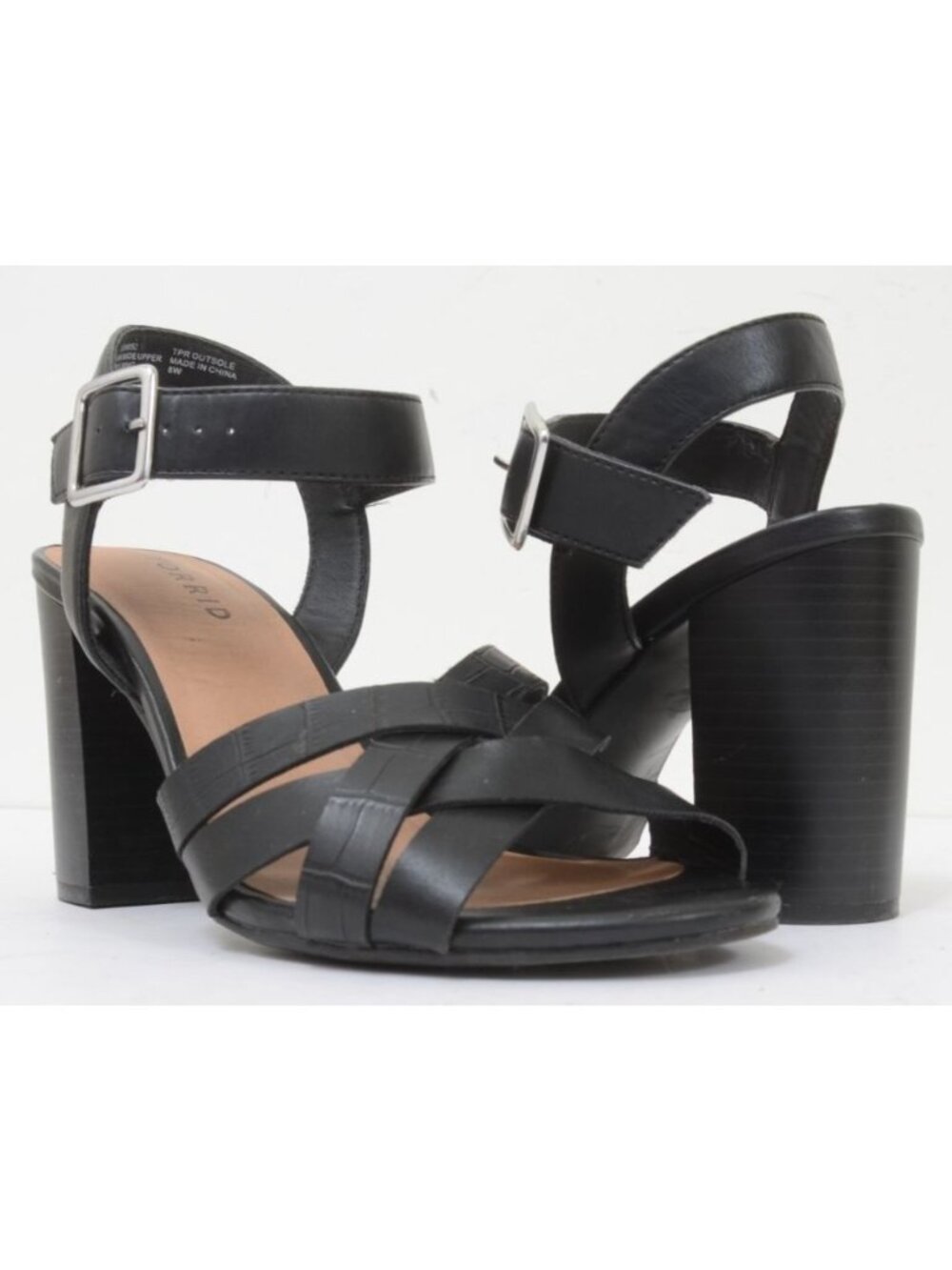 Torrid Women's 8 WIDE Caged Moc Croc Sandal Block Heel Vegan Leather Heels